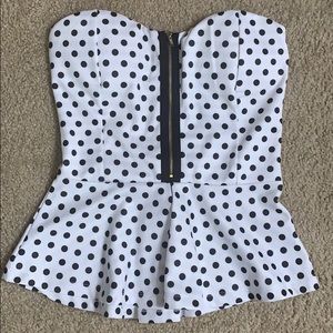 Black & White Polka Peplum Top